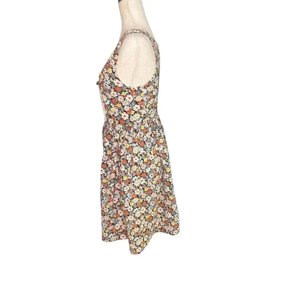 Vtg Retro Gogo Dress Floral 60s 70s Cottagecore Milkmaid Mini Small Handmade - Picture 7 of 16